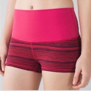 Lululemon coral pink striped shorts
